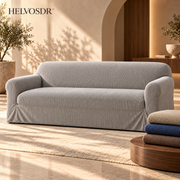 HELVOSDR™ Linmere 1-Piece Stretch Sofa Cover — Machine-Washable Fine-Rib Couch Slipcover with Elasticized Bottom for Standard Sofas