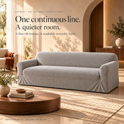 HELVOSDR™ Linmere 1-Piece Stretch Sofa Cover — Machine-Washable Fine-Rib Couch Slipcover with Elasticized Bottom for Standard Sofas