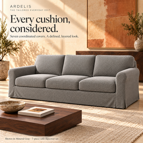 HELVOSDR™ Ardelis 7-Piece Stretch Sofa Slipcover Set — Washable Diamond-Texture Couch Cover with Separate Seat & Back Cushion Covers