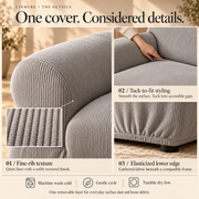 HELVOSDR™ Linmere 1-Piece Stretch Sofa Cover — Machine-Washable Fine-Rib Couch Slipcover with Elasticized Bottom for Standard Sofas