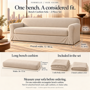 HELVOSDR™ Formelle 2-Piece Bench-Cushion Sofa Slipcover — Machine-Washable Smooth Stretch Couch Cover with Separate Long Seat Cover